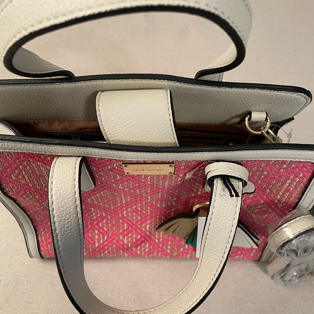 Kate Landry Pink and Cream Diamond Print Hand Bag - Picture 6 of 16